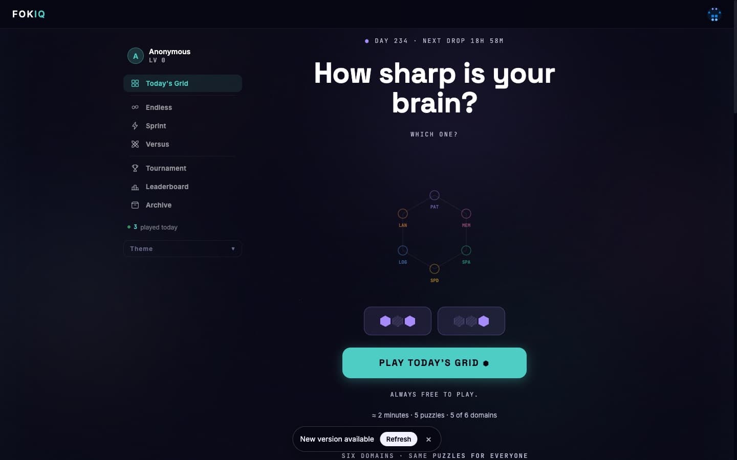 Fokiq home page, as it looks today