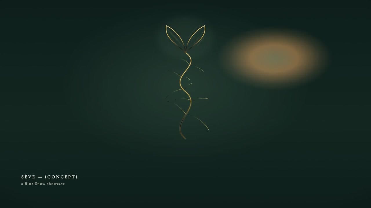 SÈVE (Concept) — Generative logo reveal — stroke-draw → seeded filigree → particle-coalesce