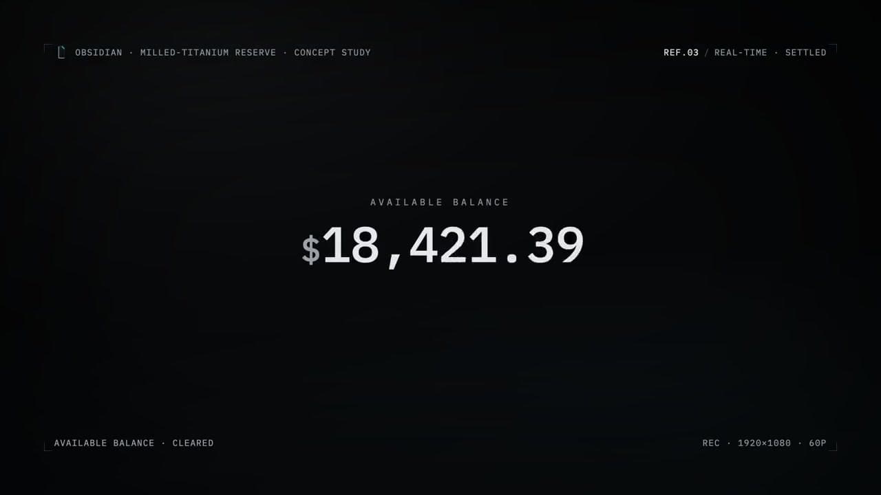 OBSIDIAN (Concept) — Milled-titanium private-vault fintech reveal